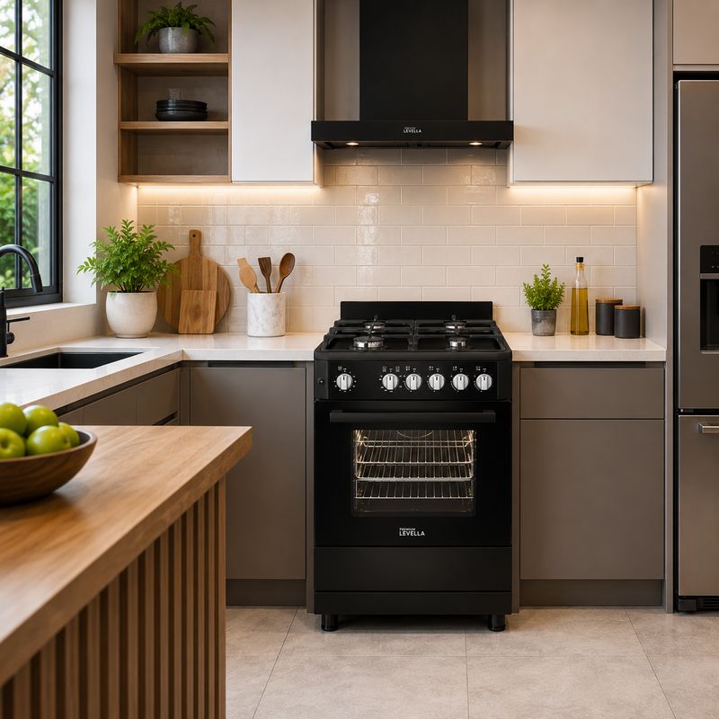 Premium Levella Gas Range 24″ Single Oven Black