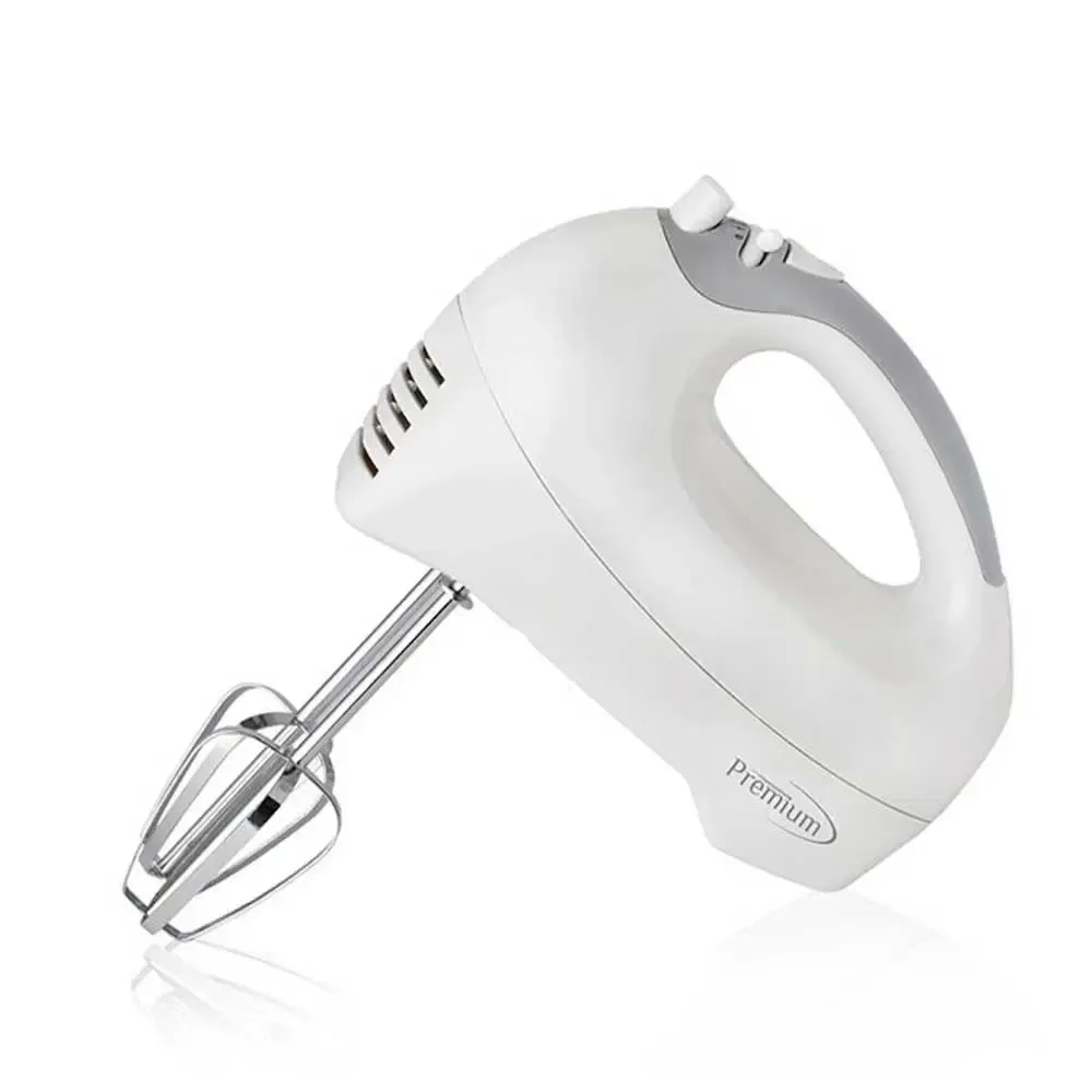 Premium Levella Hand Mixer, 5-Speed, 150W, Turbo Function, Chrome Beaters, Black (PHM426B), Color: white