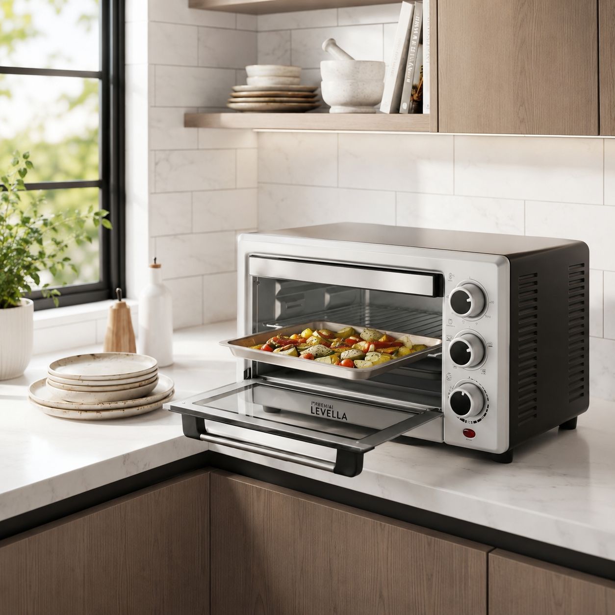 Premium Levella 0.7 CuFt 6-Slice Toaster Oven Silver