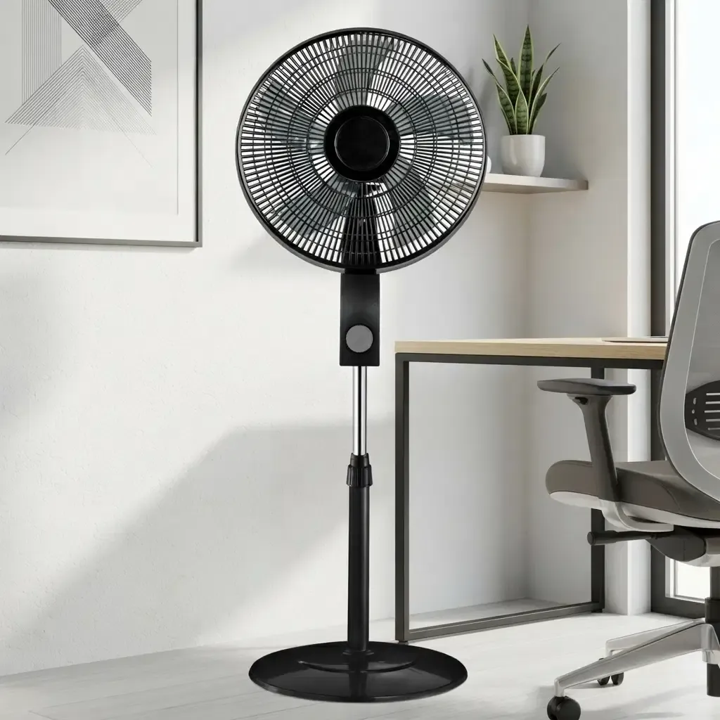Premium Levella 16" Standing Fan with 3-Speed Oscillating Airflow, Adjustable Height &amp; Tilt, Black (PFS1606P)
