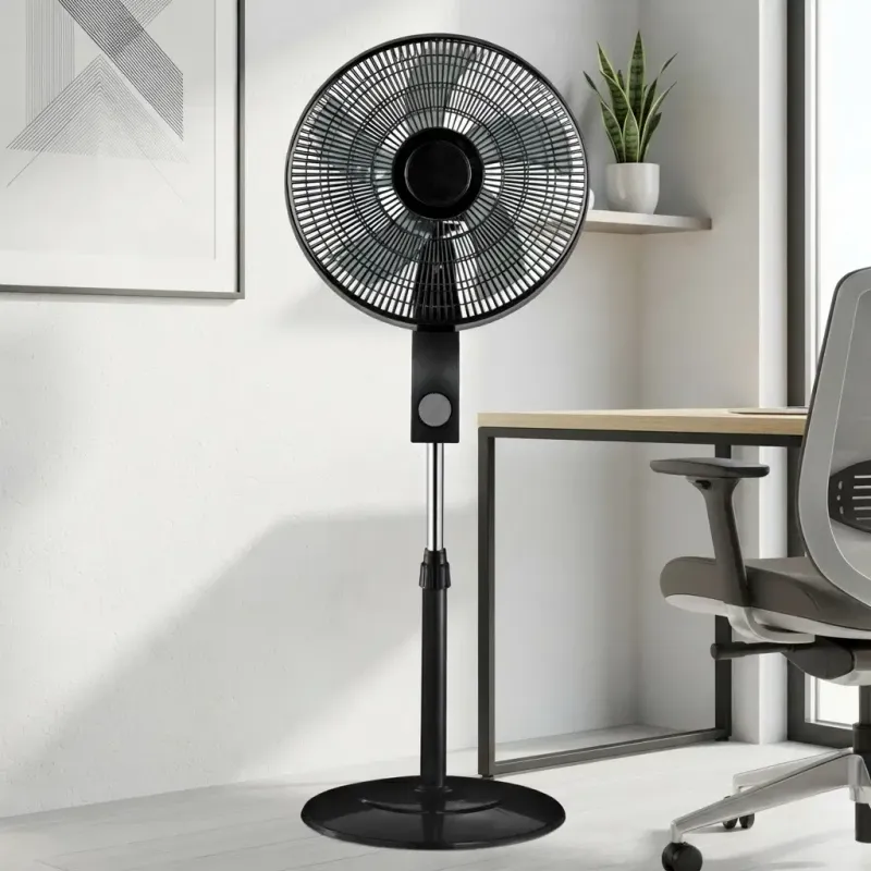Premium Levella 16" Standing Fan with 3-Speed Oscillating Airflow, Adjustable Height &amp; Tilt, Black (PFS1606P)