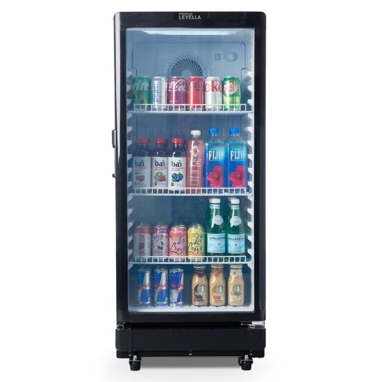 PREMIUM LEVELLA 6.0 CuFt Upright Display Refrigerator Glass Door Cooler in Black