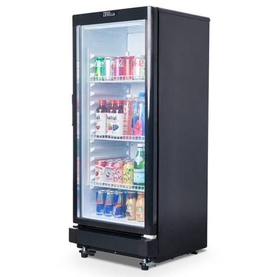 Premium Levella 6.0 CuFt Upright Display Refrigerator Glass Door Cooler in Black