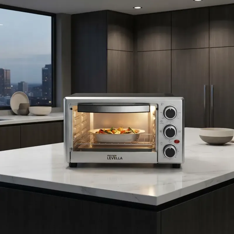 Premium Levella 6-Slice Toaster Oven with Bake, Broil and Toast - 1,200W, 14 Liter Capacity, Fits 10-Inch Pizza (PTO142)