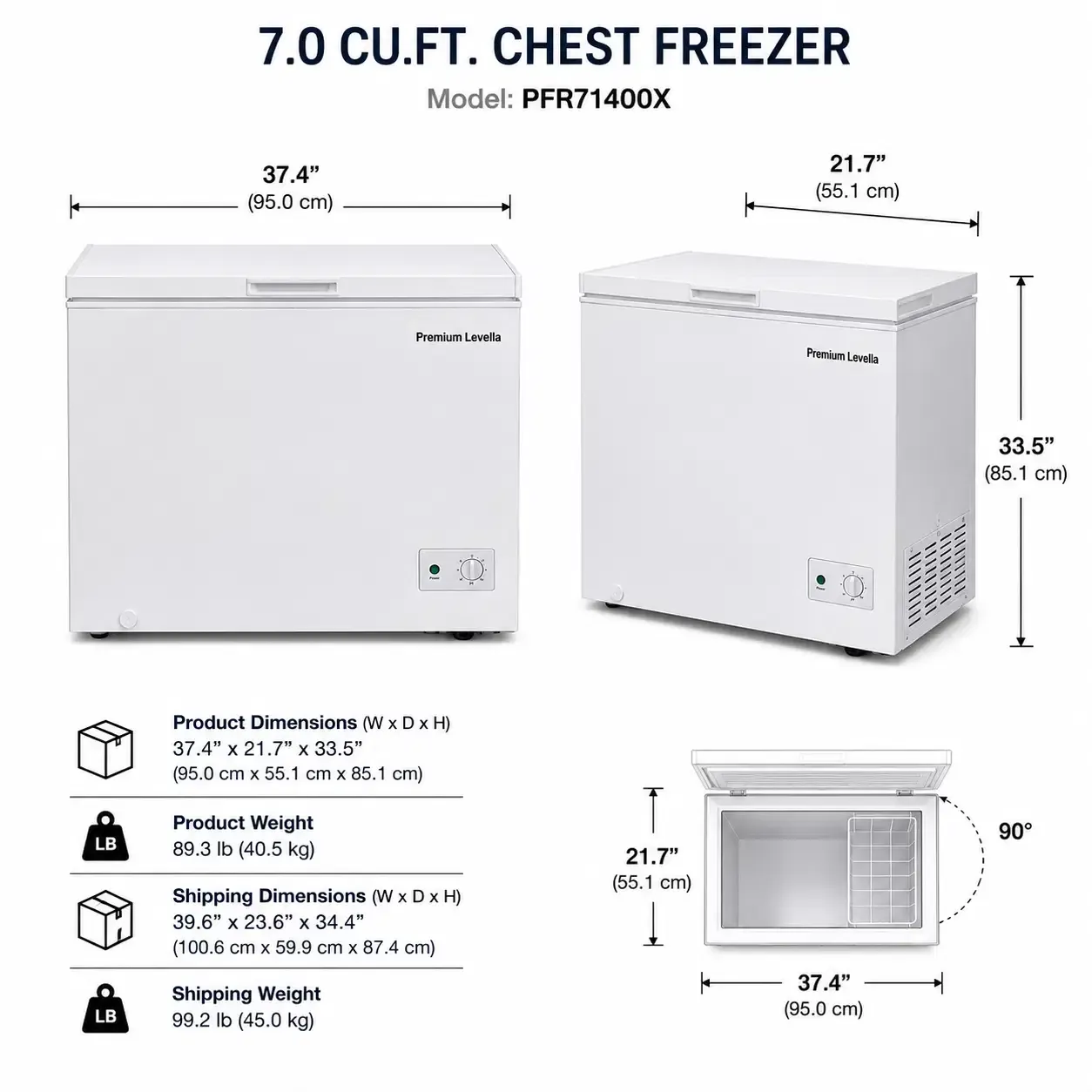 PREMIUM LEVELLA 7.0 CuFt Chest Freezer