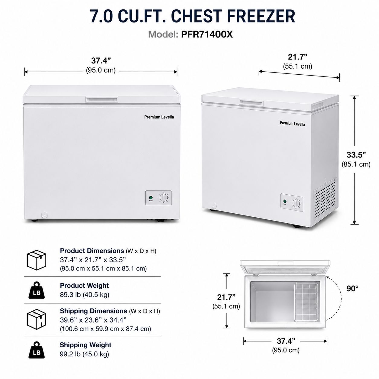 PREMIUM LEVELLA 7.0 CuFt Chest Freezer