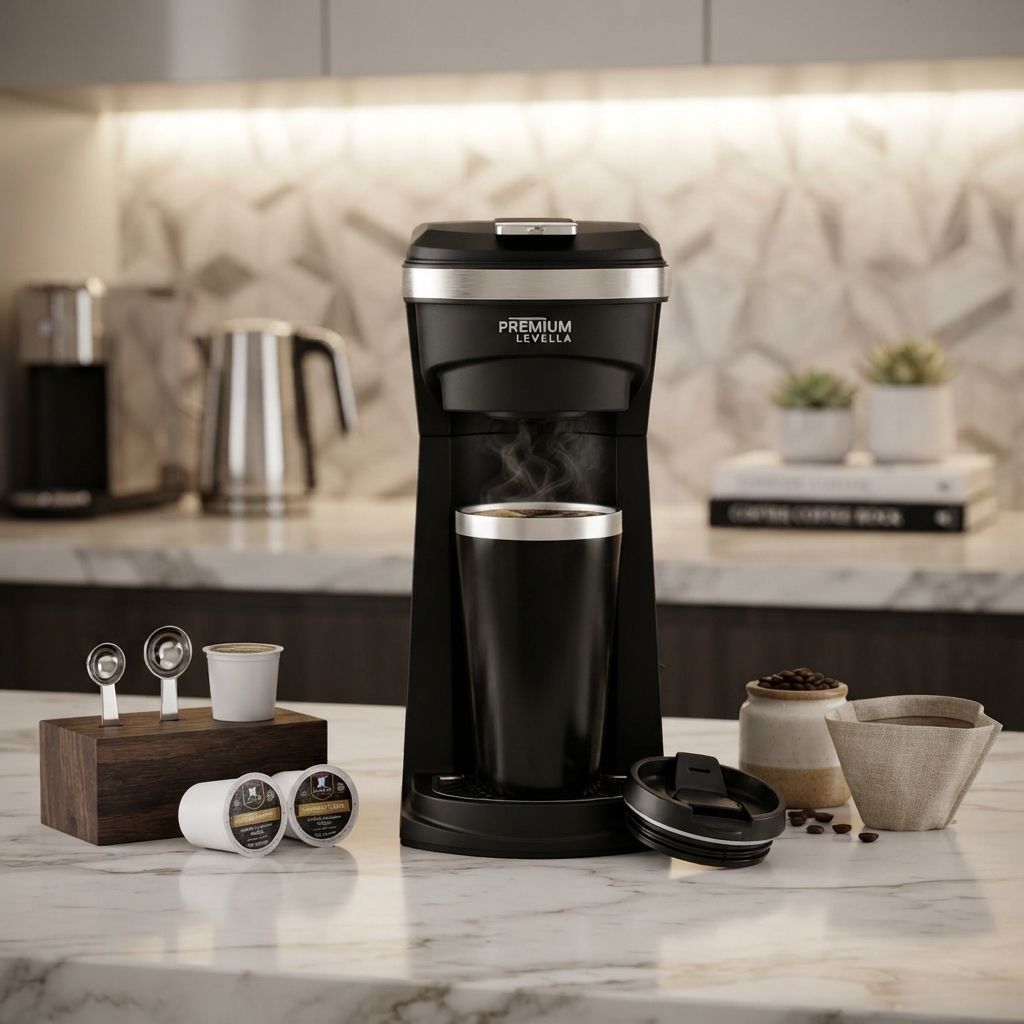 Premium Levella  2-in-1 K-Cup and Ground Coffee Maker in Black