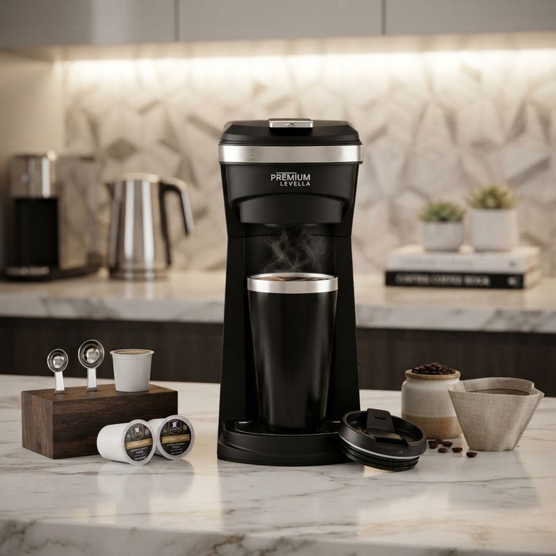 Premium Levella  2-in-1 K-Cup and Ground Coffee Maker in Black