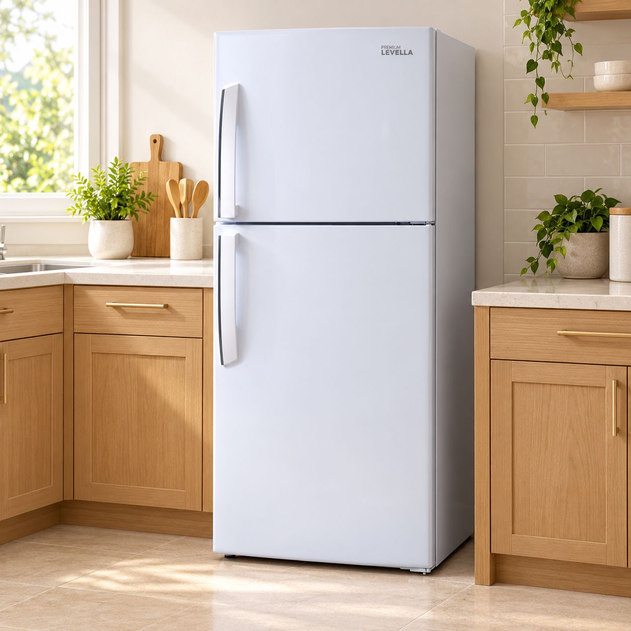 PREMIUM LEVELLA 10.1 Cu. Ft. Frost-Free Refrigerator with Electronic Temperature Control, Chiller Zone and Humidity-Controlled Crisper Drawers, White – PRN10150HW
