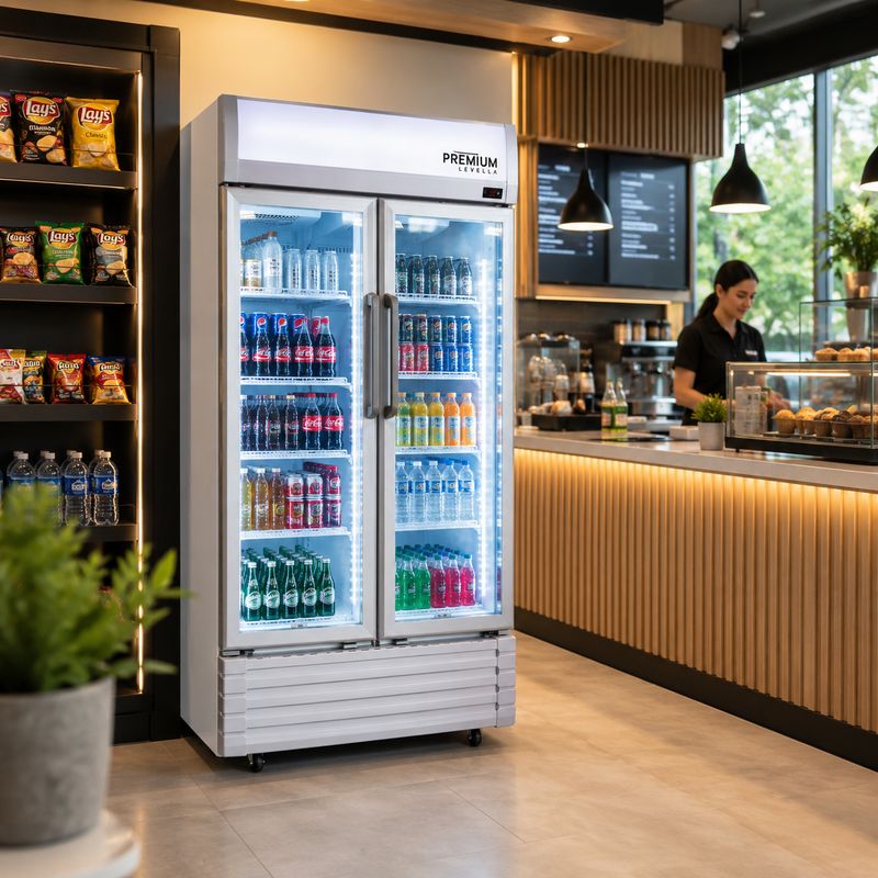 Premium Levella  16 CuFt Double Glass Door Refrigerator
