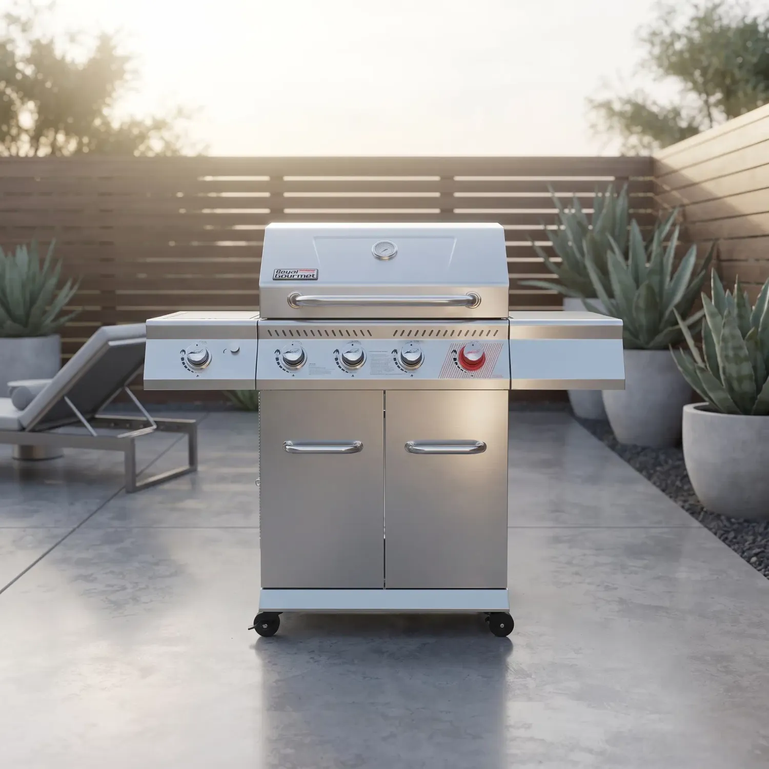 Royal Gourmet 4-Burner Propane Gas Grill with 54,000 BTU, Sear Burner and Side Burner, 631.78 Sq. In. Cooking Area, Stainless Steel (GA4402S)