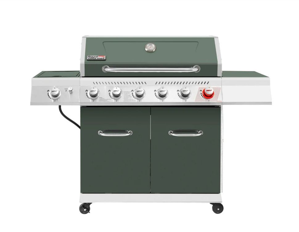 ROYAL GOURMET 6-Burner BBQ Liquid Propane Gas and Side Burner in Olive Green