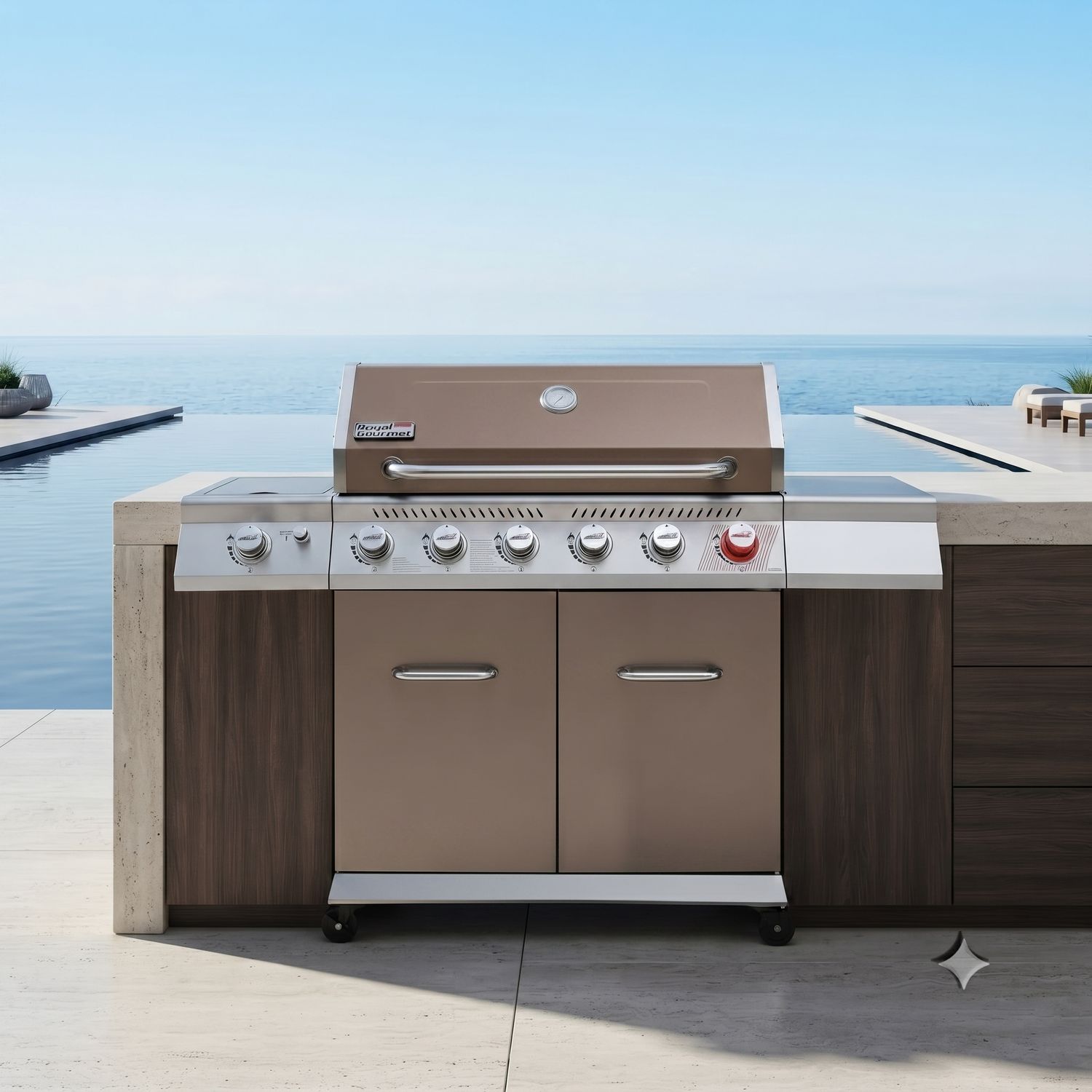 Royal Gourmet 6-Burner Propane Gas Grill with 74,000 BTU, Sear Burner and Side Burner, 834.68 Sq. In. Cooking Area, Cabinet Storage (GA6402C)