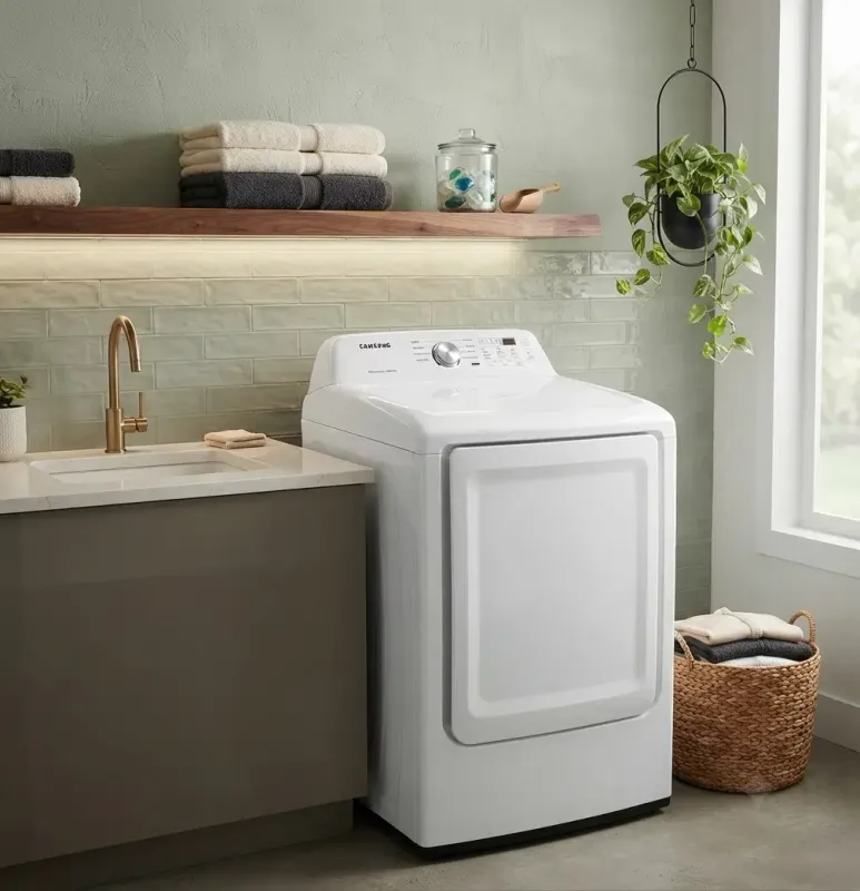Samsung Sensor Dry Vented Electric Dryer, 7.2 Cu. Ft. Capacity, 8 Preset Cycles, Wrinkle Prevent, White