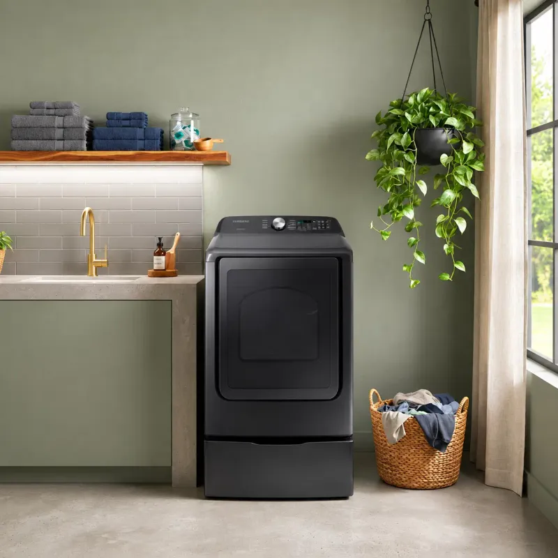 Samsung Electric Dryer with Sensor Dry Technology, 7.4 Cu. Ft. Capacity, 10 Preset Cycles, Brushed Black Finish (DVE50R5200V)