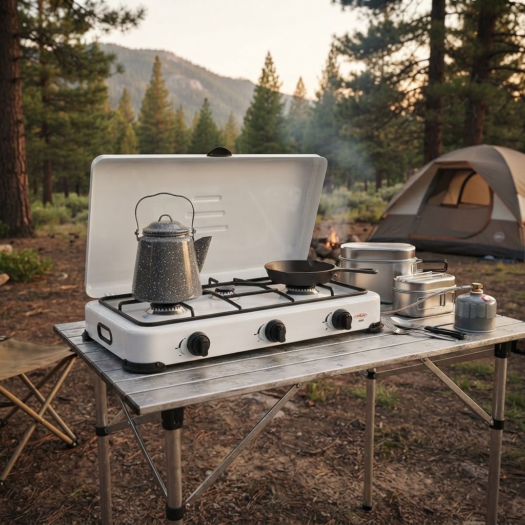Premium Levella Propane Gas Portable Stove 3 Burner White Export Only/NO WARRANTY