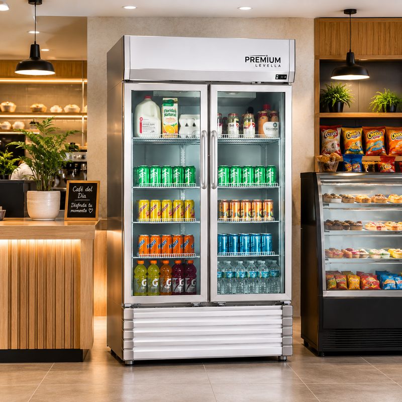 Premium Levella 29 CuFt Double Door Upright Display Refrigerator