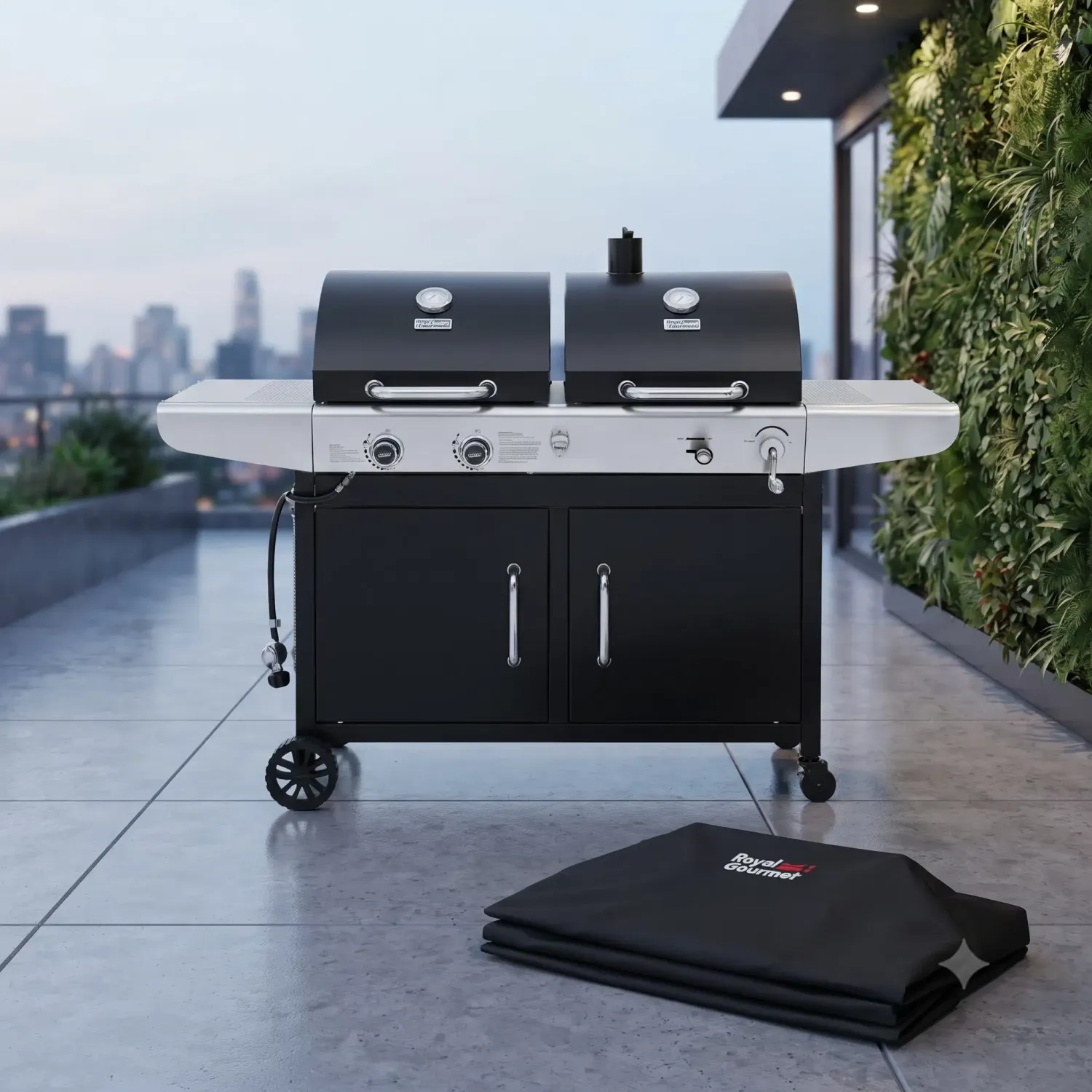 Royal Gourmet ZH3002C Dual Fuel Combo Grill – 2-Burner Propane Gas &amp; Charcoal Grill with Cover, 25,500 BTU, 759 Sq. In. Cooking Area (ZH3002C)