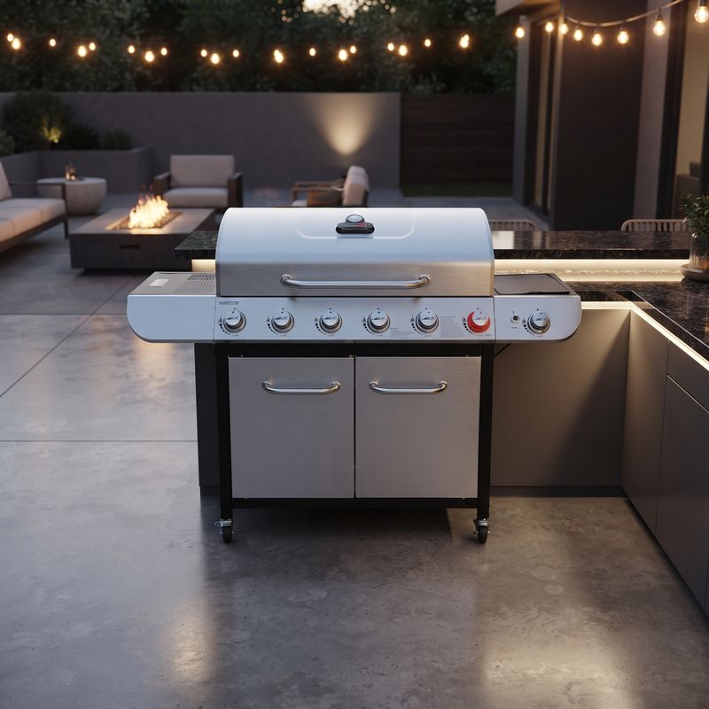 Royal Gourmet SG6002R 6-Burner Propane Gas Grill with Sear Burner and Side Burner, 71,000 BTU Stainless Steel Cabinet-Style Grill (SG6002R)