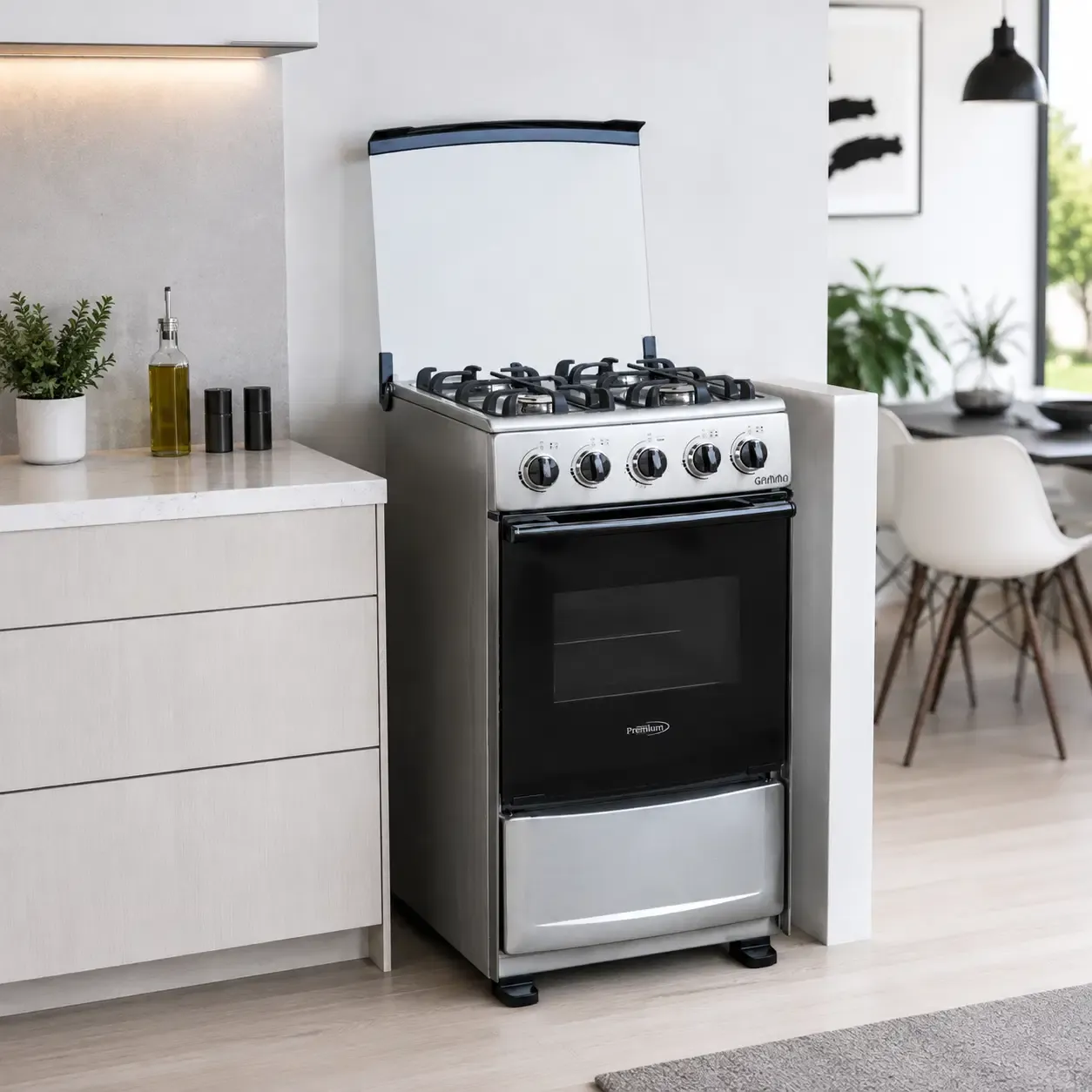 Premium Levella 20" Freestanding Propane Gas Range With 4 Burners, Stainless Steel Front, Double-Glass Oven Door &amp; Tempered Glass Lid - White - Export/NO WARRANTY (PGS2006)