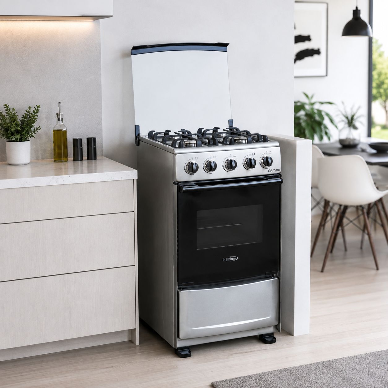 Premium Levella 20" Freestanding Propane Gas Range With 4 Burners, Stainless Steel Front, Double-Glass Oven Door &amp; Tempered Glass Lid - White - Export/NO WARRANTY (PGS2006)