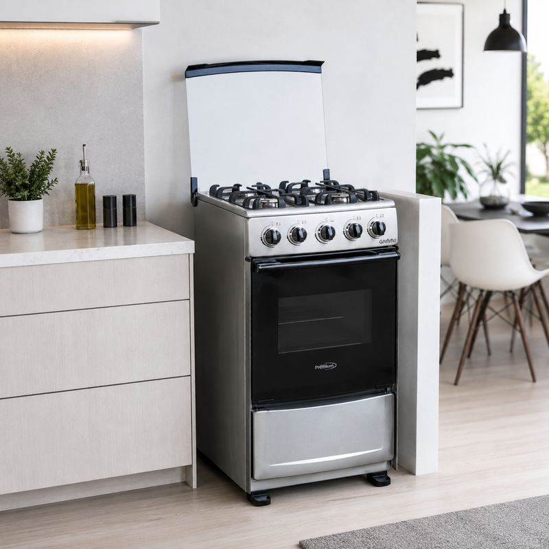 Premium Levella 20" Freestanding Propane Gas Range With 4 Burners, Stainless Steel Front, Double-Glass Oven Door &amp; Tempered Glass Lid - White - Export/NO WARRANTY (PGS2006)
