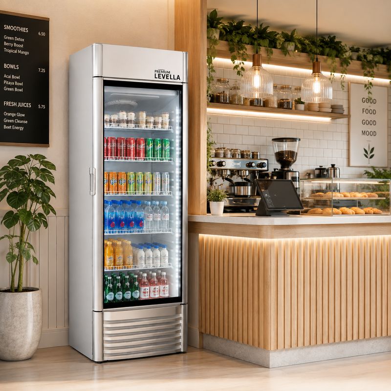 Premium Levella  12.5 CuFt Single Glass Door Refrigerator