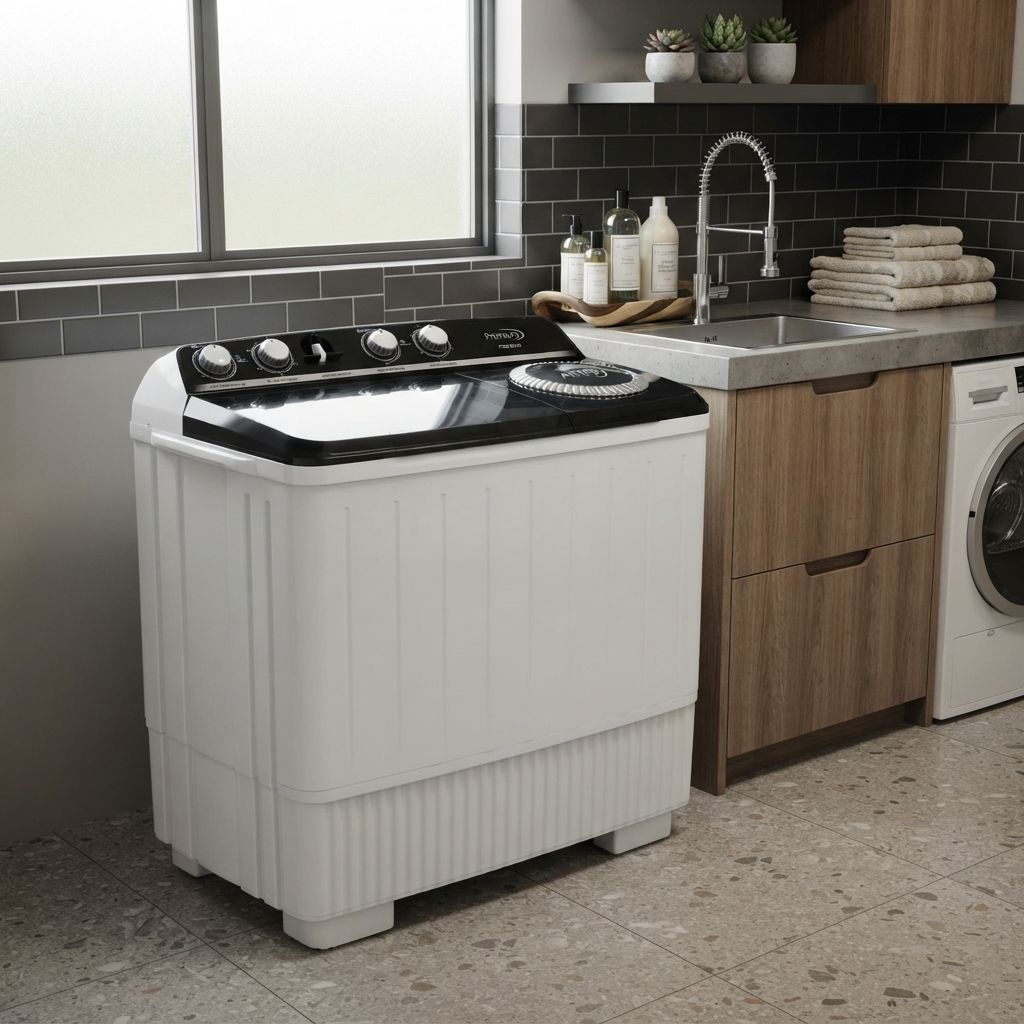 Premium Levella Twin Tub Washing Machine, 14 Kg (30.9 Lb) Capacity with Built-In Drain Pump, White (PWM1430PX)