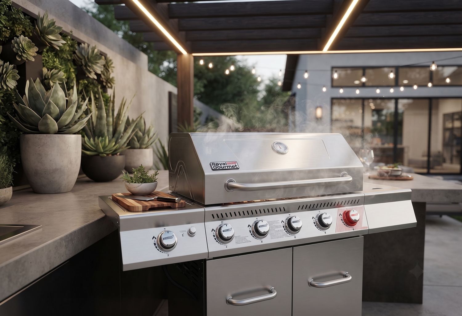 Royal Gourmet 5-Burner Gas Grill with Side Burner, 64,000 BTU, 737.7 Sq. In. Cooking Area, Stainless Steel (GA5404S)