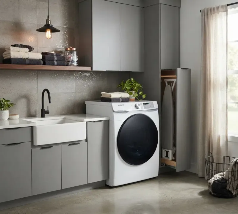 Samsung Smart Electric Dryer with Steam Sanitize+ and Wi-Fi Connectivity, 7.5 Cu. Ft. Capacity, White (DVE45B6300W)