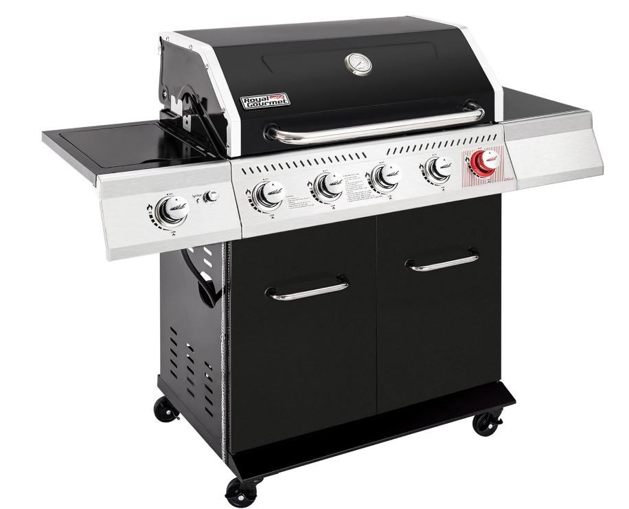 ROYAL GOURMET Deluxe 5-Burner Gas Grill and Side Burner Black