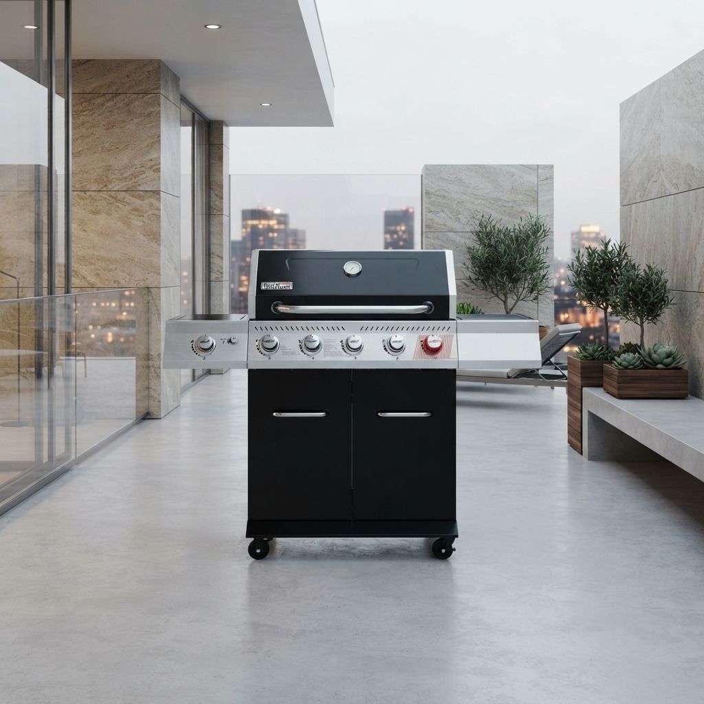 Royal Gourmet Deluxe 5-Burner Gas Grill with Side Burner &amp; Rotisserie Kit, 64,000 BTU, Black (GA5404H)