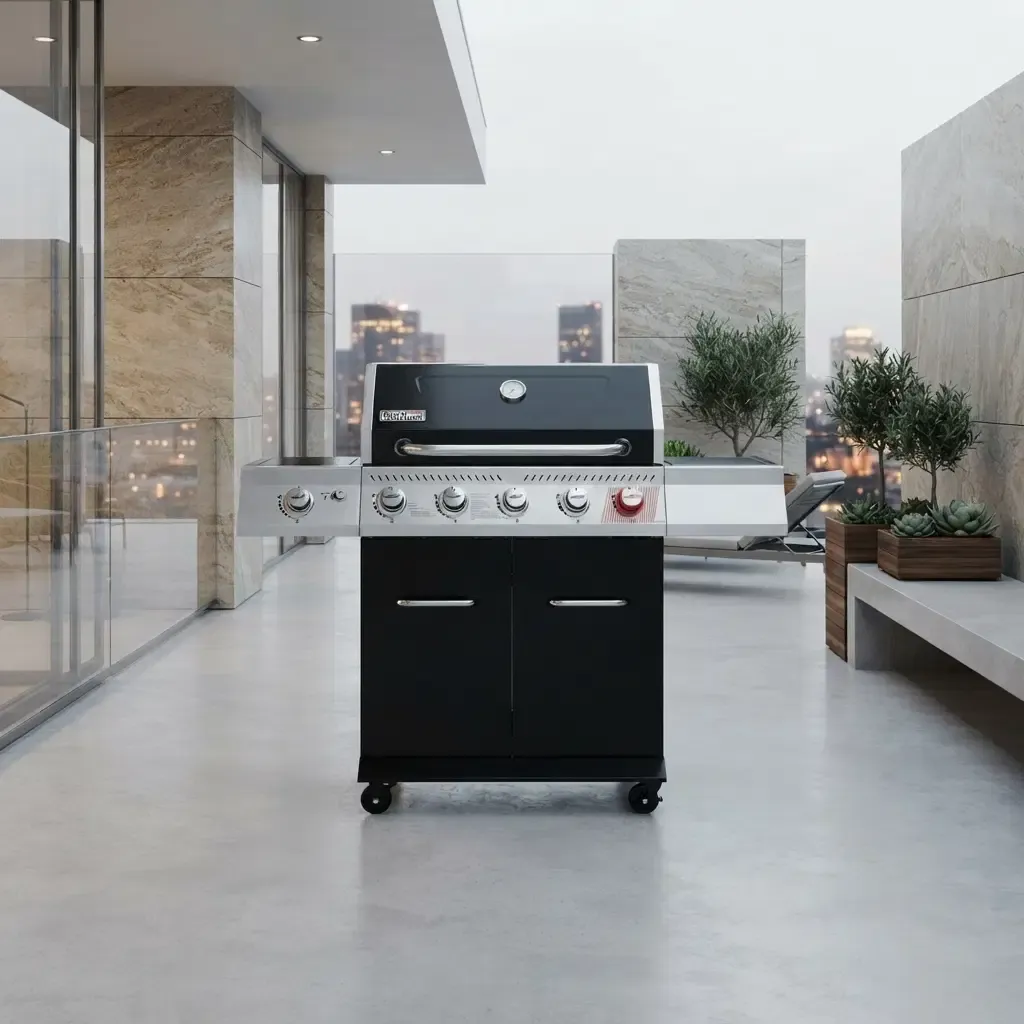 Royal Gourmet Deluxe 5-Burner Gas Grill with Side Burner &amp; Rotisserie Kit, 64,000 BTU, Black (GA5404H)