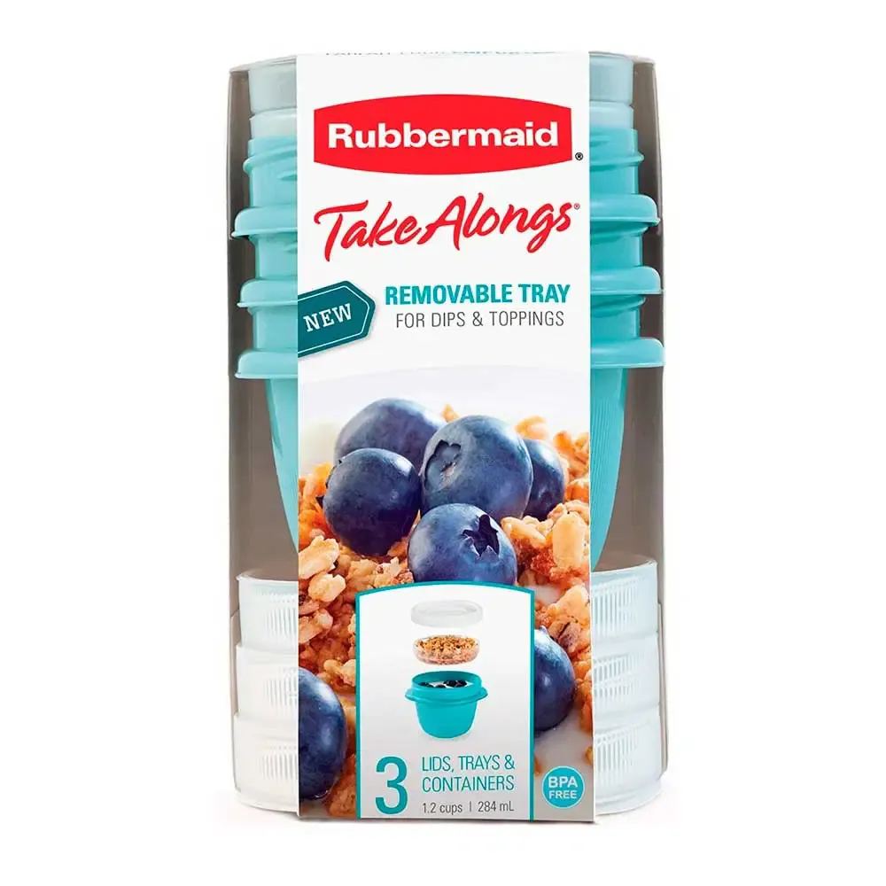 RUBBERMAID Snacking Food Storage Containers 1.2 Cup 3 Count
