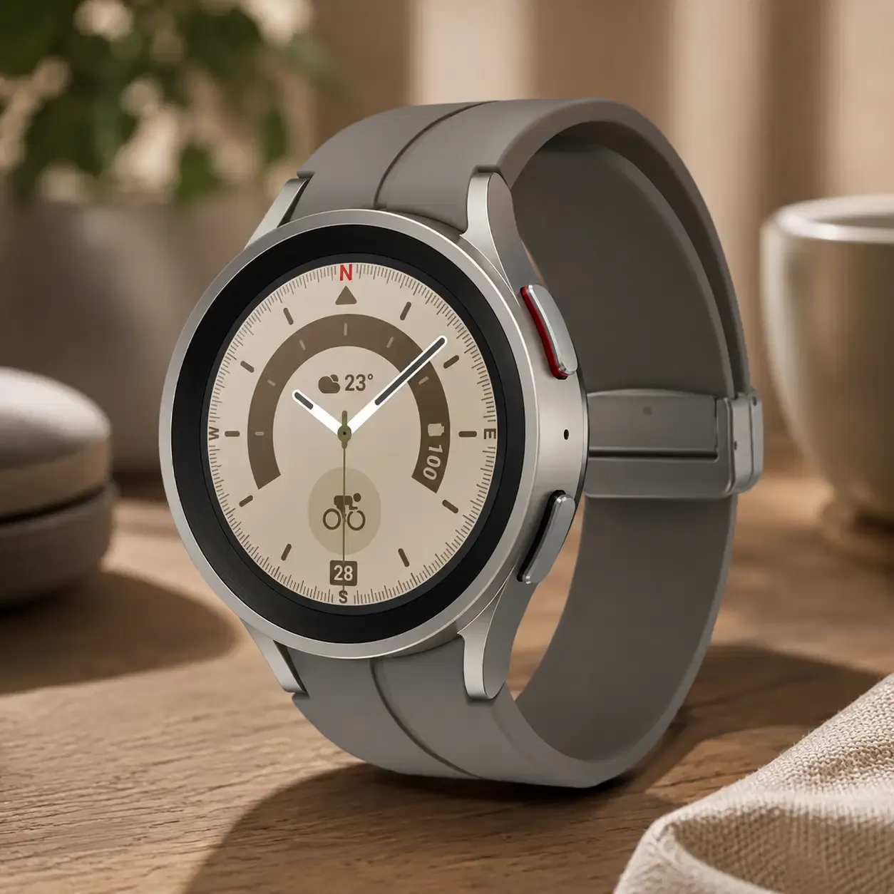 Samsung Galaxy Watch5 Pro Titanium Smartwatch with Sapphire Crystal Display, 45mm, GPS, Bluetooth, Gray (SM-R920NZTALTA)