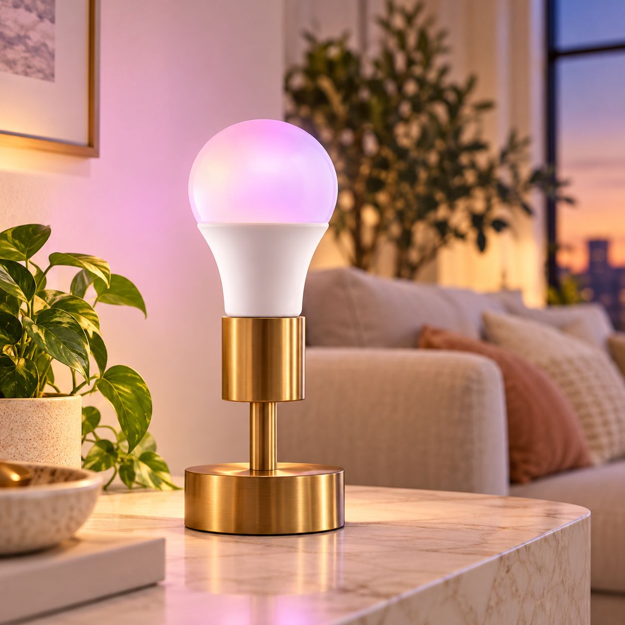 SATCO STARFISH 9.5W A19 COLOR-CHANGING SMART LED LIGHT BULB, RGB AND TUNABLE WHITE 2700K–5000K, 800 LUMENS, E26 MEDIUM BASE, 120V, WI-FI CONTROL – S11252
