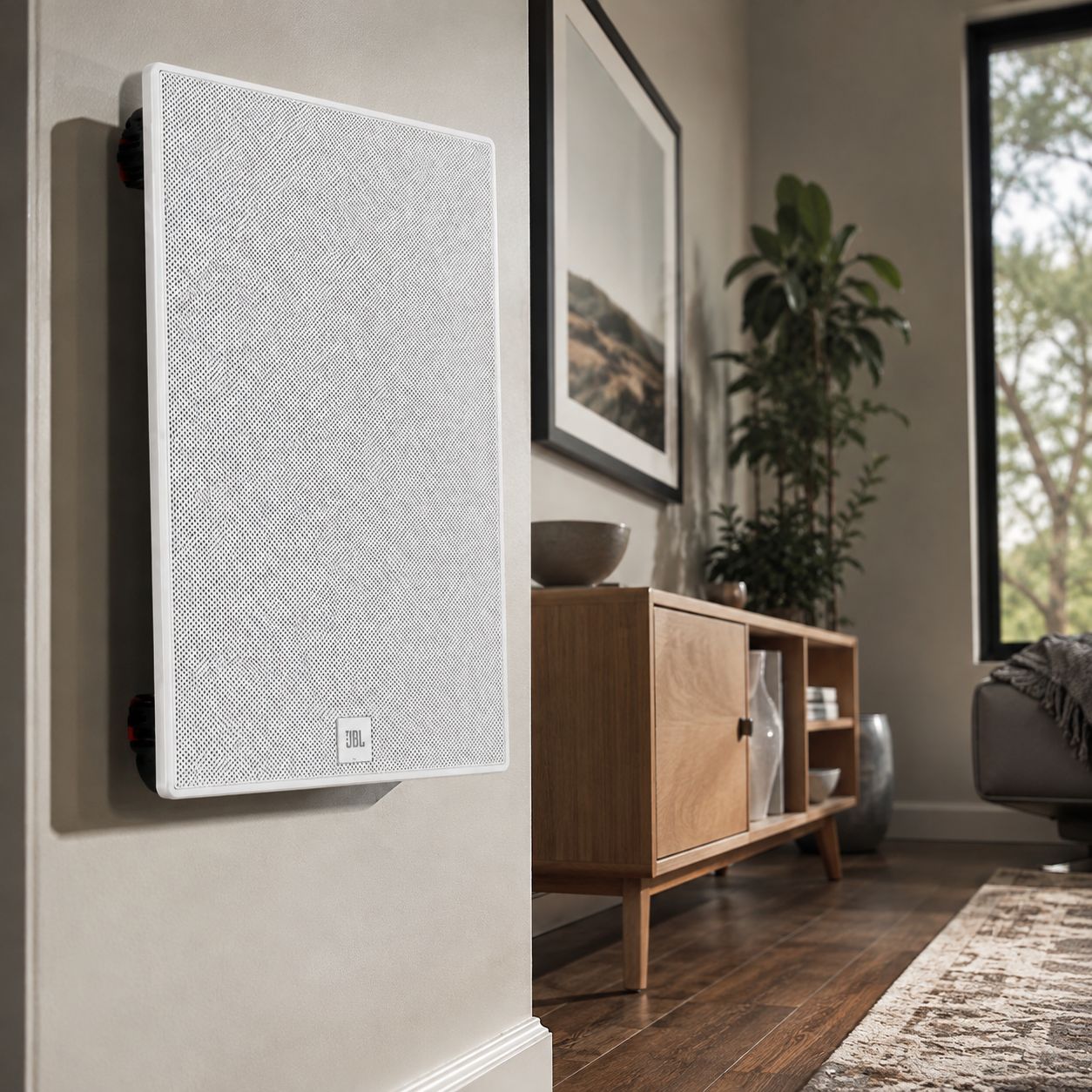 JBL 2-Way In-Wall Speaker with 8" Poly Woofer, Zero-Bezel Magnetic Grille, JBL Signature Sound (B-8IW)
