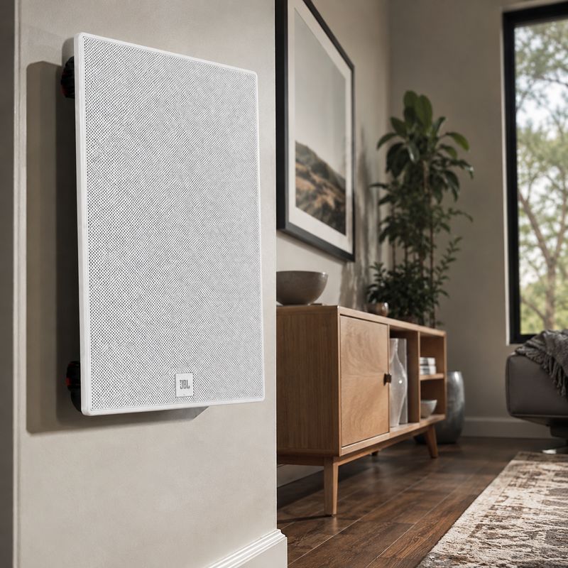 JBL 2-Way In-Wall Speaker with 8" Poly Woofer, Zero-Bezel Magnetic Grille, JBL Signature Sound (B-8IW)