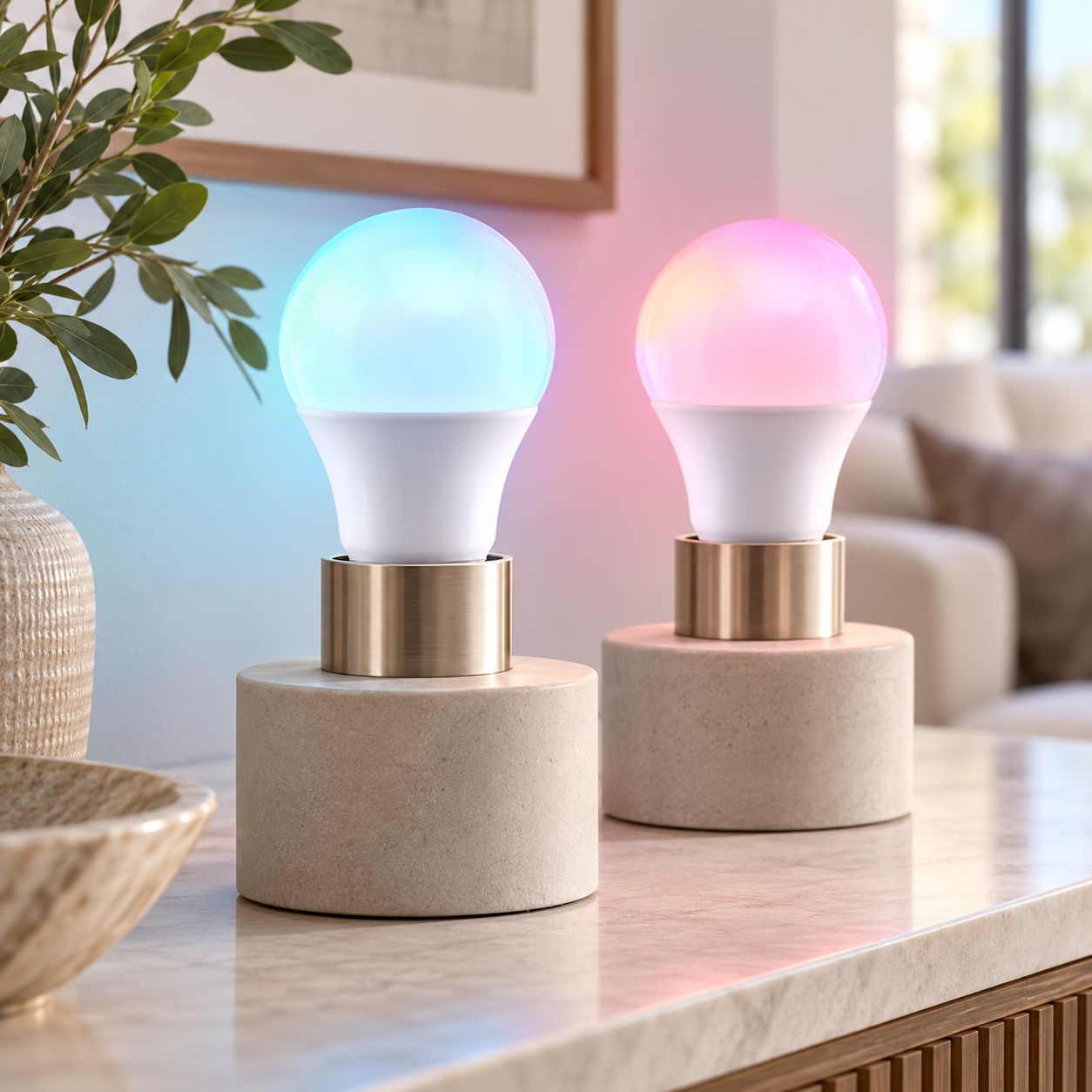 SATCO STARFISH 9.5W A19 SMART LED LIGHT BULBS, 2-PACK, RGB COLOR CHANGING AND TUNABLE WHITE 2700K–5000K, 800 LUMENS, E26 BASE, 120V, WI-FI CONTROL – S11253