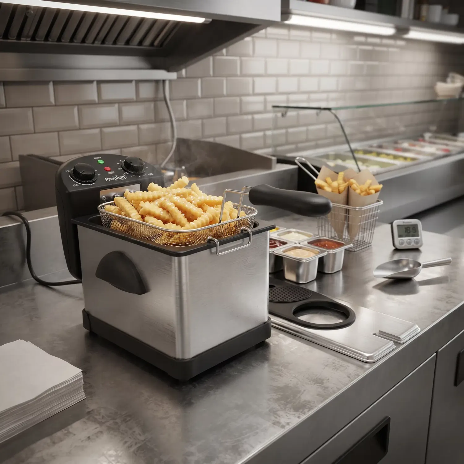 Premium Levella Stainless Steel Deep Fryer, 12.5-Cup (3 L) Capacity, 1,500W Restaurant-Quality Frying with Adjustable Temperature, 60-Minute Timer &amp; Viewing Window (PDF302T)