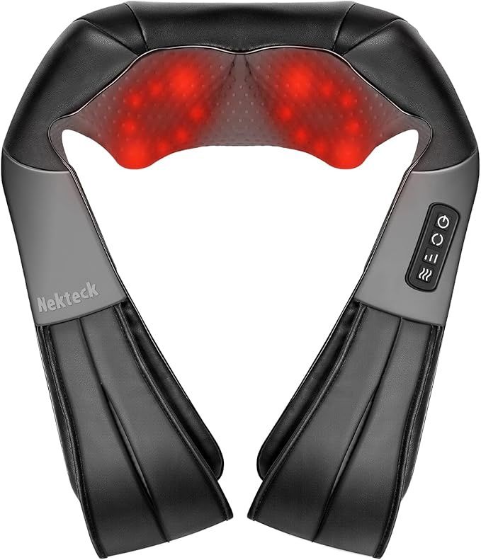 NEKTECK SHIATSU Electric  Neck and Shoulder Massager with Adjustable Heat and Straps