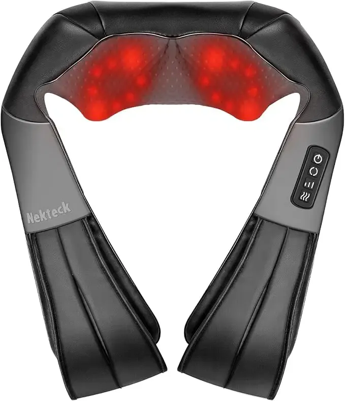 NEKTECK SHIATSU Electric  Neck and Shoulder Massager with Adjustable Heat and Straps