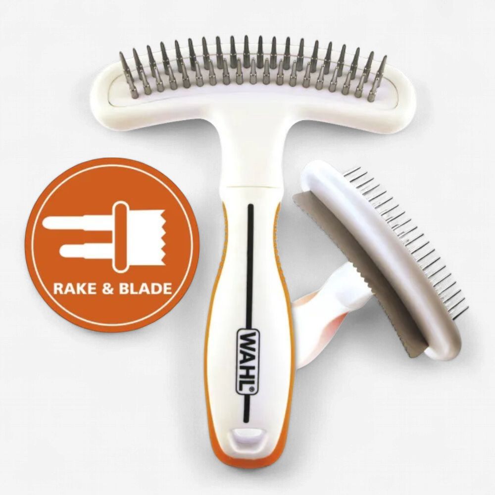 WAHL Double Row  Pet  Rake Brush 2 in 1 with shedding Blade