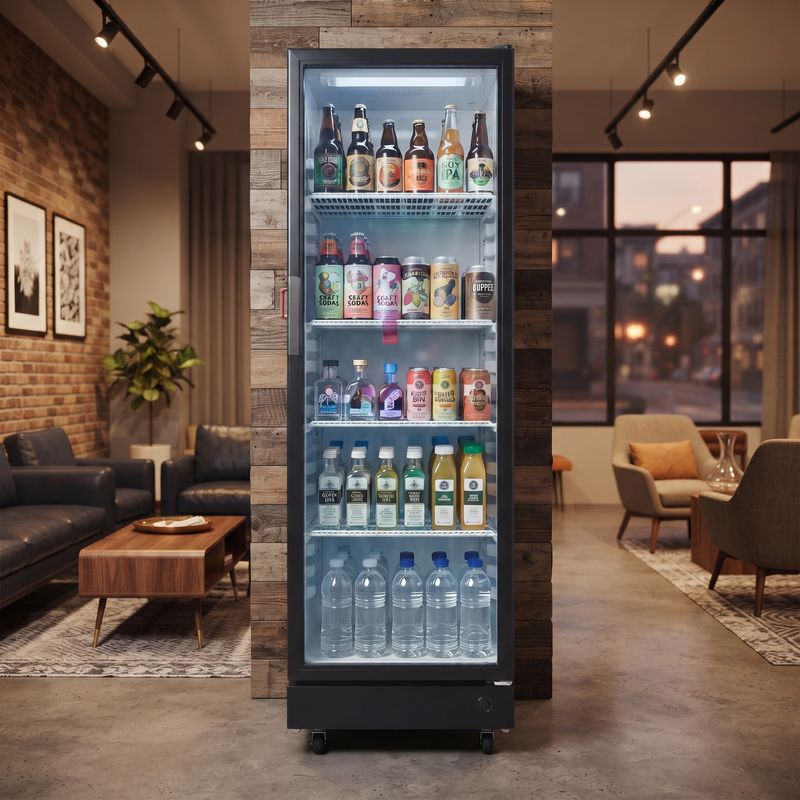 Premium Levella 10.0 CuFt Commercial Upright Display Refrigerator Black