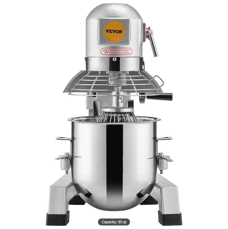 VEVOR 30Qt Commercial Food Mixer 1100W With Heavy Duty Stainless Steel Bowl