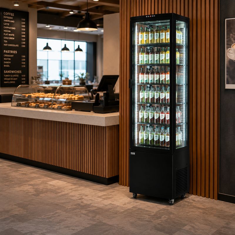 VEVOR 5-Tier Commercial Display Refrigerator with LED Lighting,