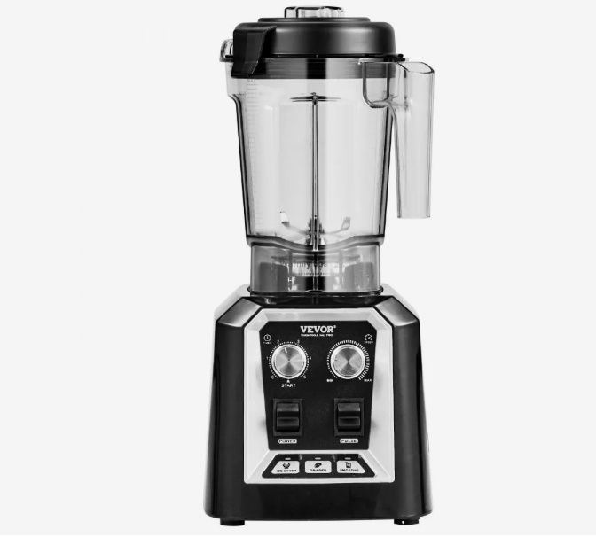 VEVOR Commercial Countertop Blender 68 oz Jar Blender in Stainless Steel Black