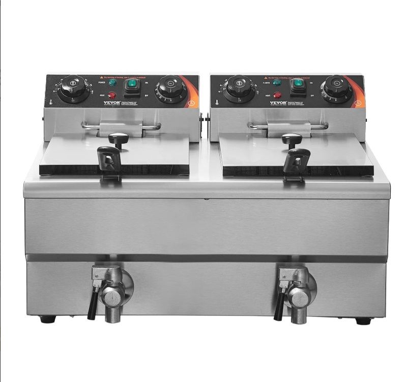 VEVOR Dual Tank Commercial Countertop  Electric Fryer with Basket 3000W