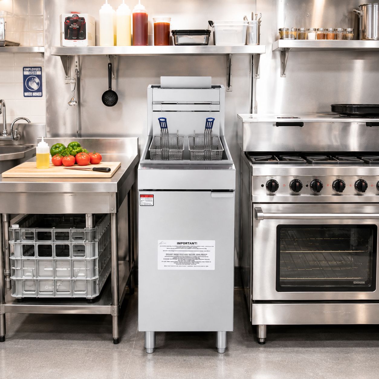 VEVOR Commercial 3-Burner Deep Fryers with Dual Baskets and Adjustable Temperature Natural Gas GF90