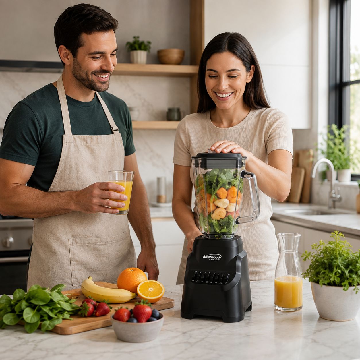 Brentwood Select Countertop Blender with Glass Jar, 5.3-Cup / 42 Oz, 500-Watt, 10-Speed Plus Pulse, Stainless-Steel Blades, Ice Crushing, Non-Slip Base, Black (JBS-500BK)